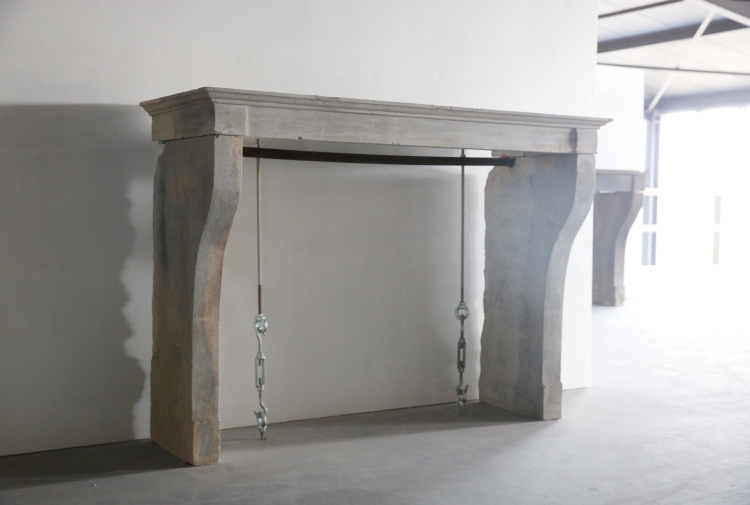 antique fireplace of limestone
