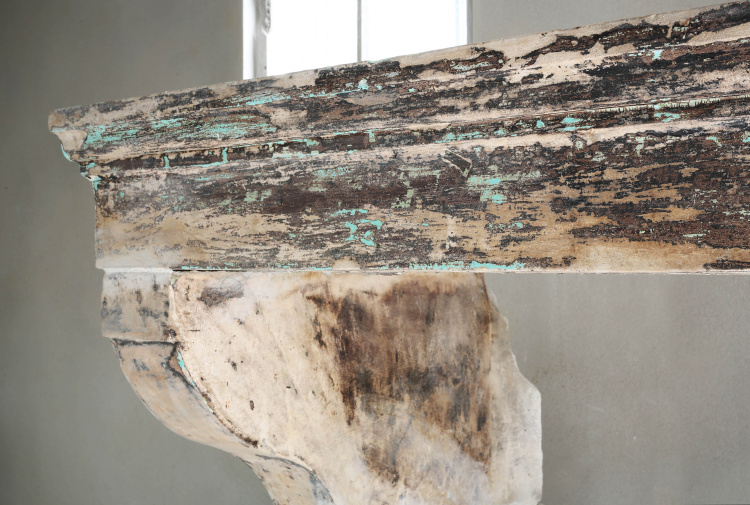 antique patinated fireplace