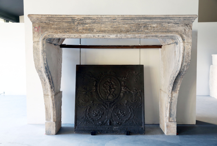 beautiful fireplace of limestone