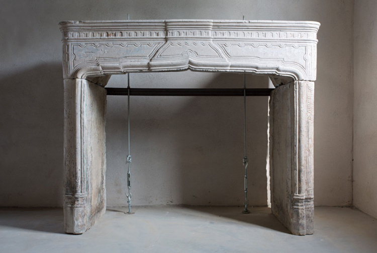 antique limestone fireplace